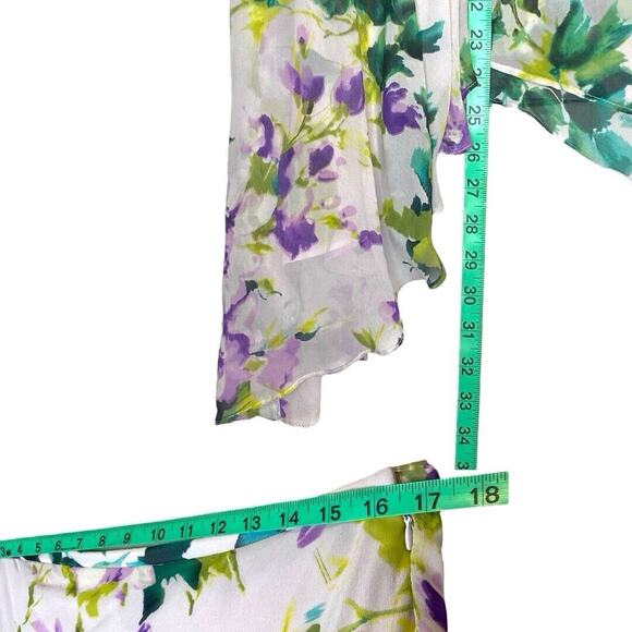 Adrianna Papell Asymmetrical Skirt 12 Purple Vintage Floral Fairycore Whimsical - Picture 8 of 10